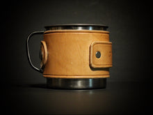 Load image into Gallery viewer, Tin Campfire Mug w/ Leather Wrap - “Coffee”
