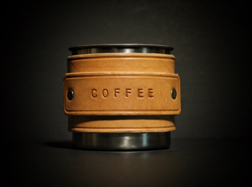 Tin Campfire Mug w/ Leather Wrap - “Coffee”
